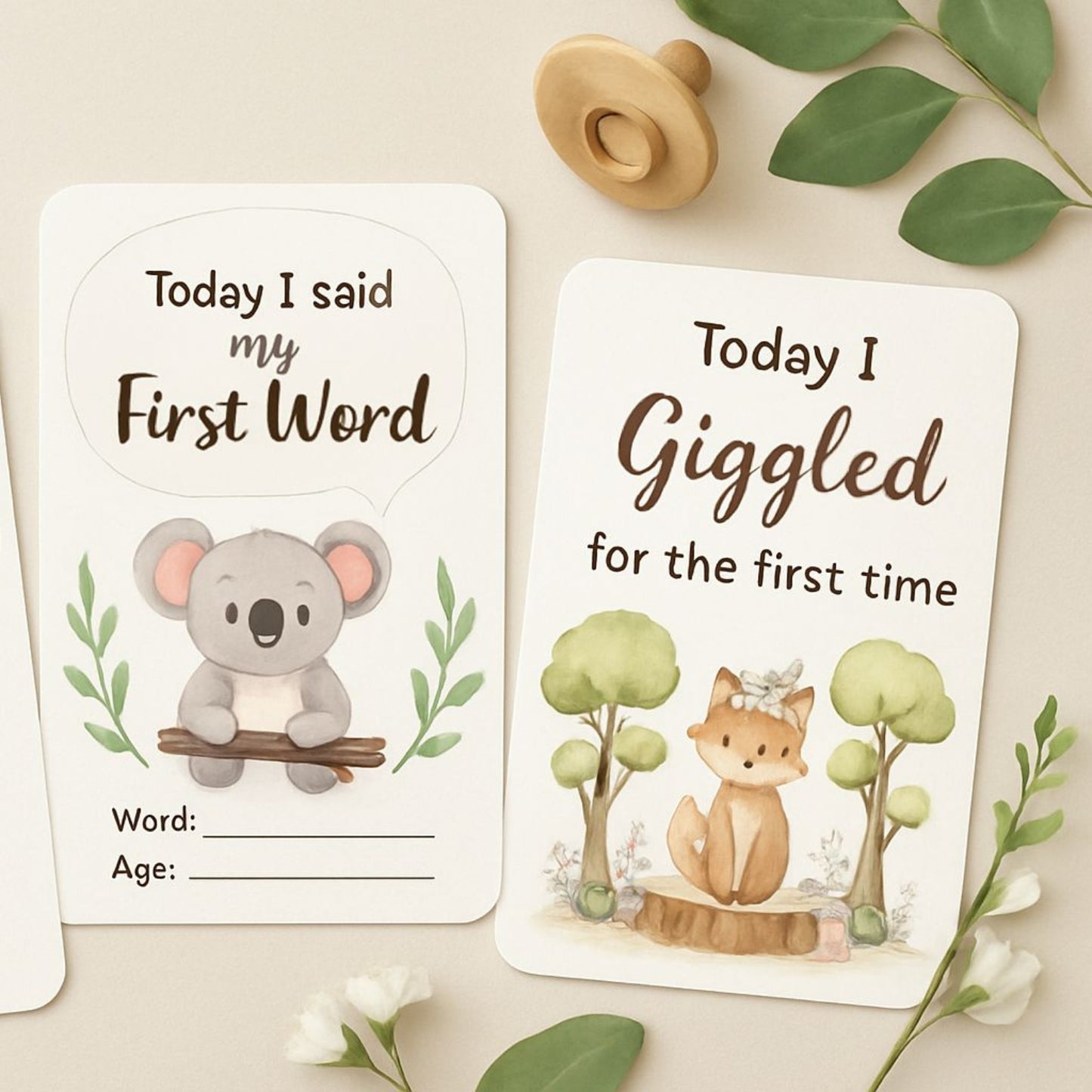 Baby Milestone Printable Cards – Monthly & First Moments Set