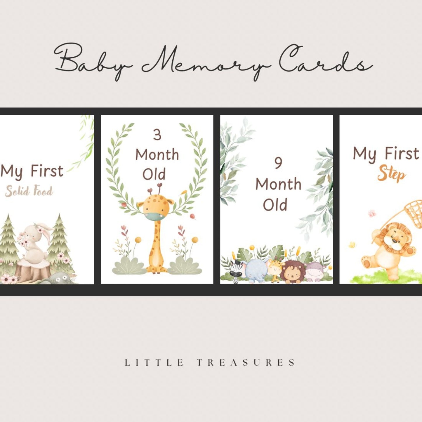 Baby Milestone Printable Cards – Monthly & First Moments Set