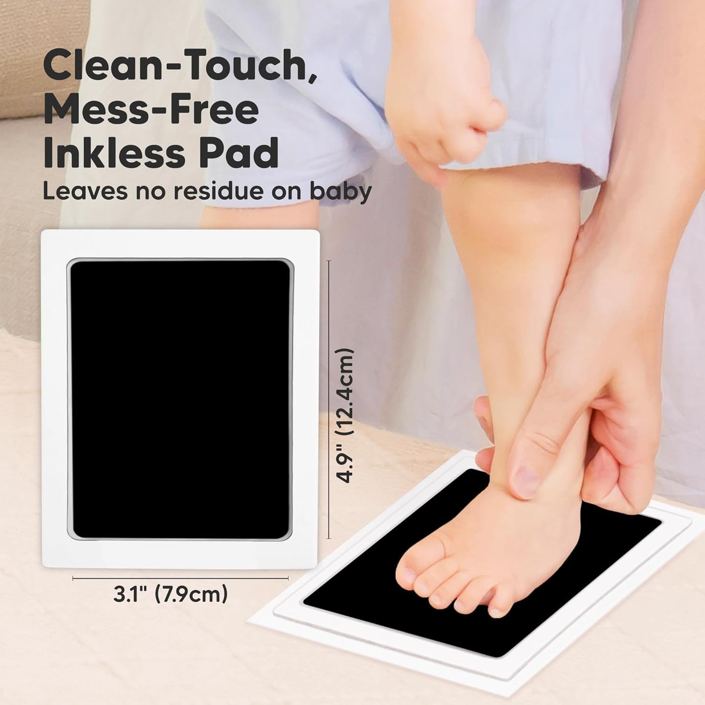 2-Pack Clean-Touch Ink Pad Kit - Mess-Free Hand and Footprints for Newborn Keepsake (0–18 Months)