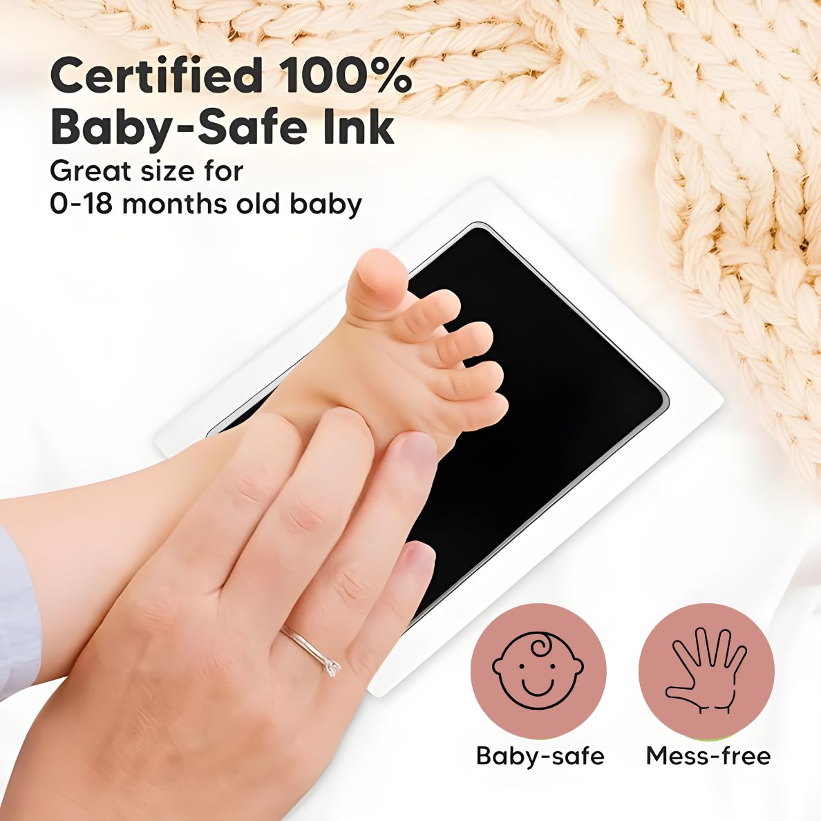 2-Pack Clean-Touch Ink Pad Kit - Mess-Free Hand and Footprints for Newborn Keepsake (0–18 Months)